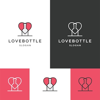 Modello di progettazione dell'icona del logo della bottiglia d'amore