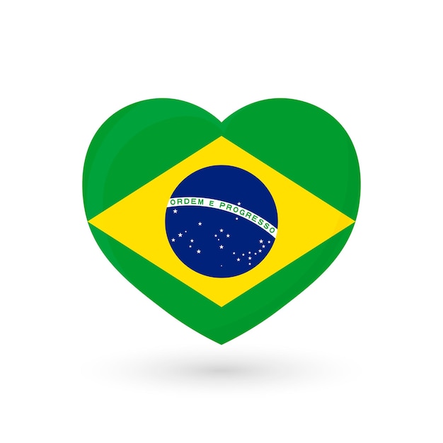 Love Brazil Text with flag a heart sign