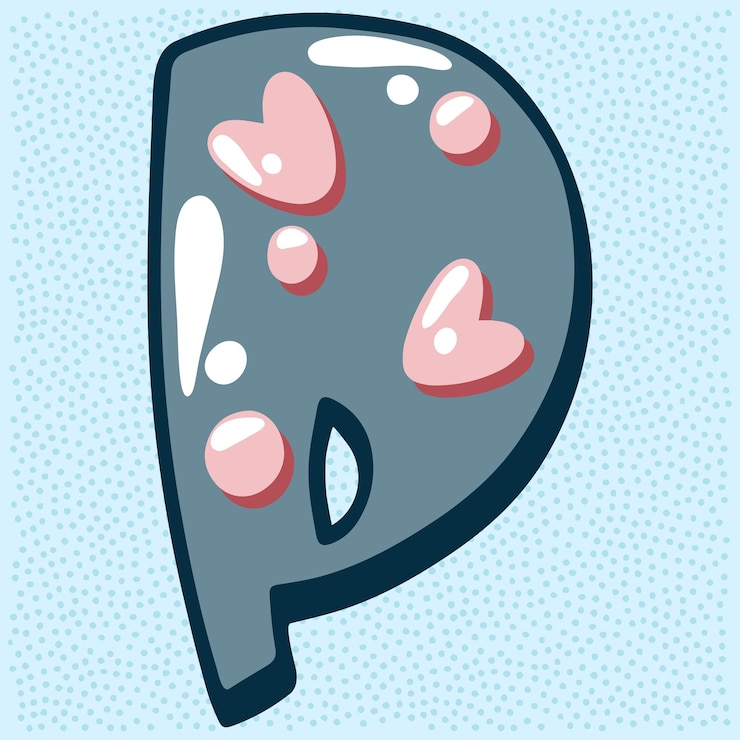 Vector love bubble alphabet with heart text letter p
