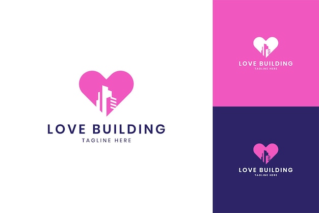 Love building negative space logo design