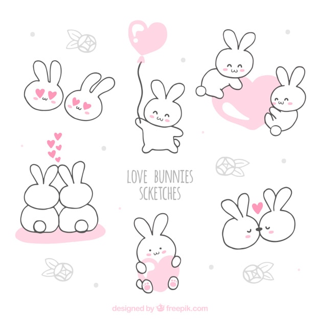 Vettore amore bunnies schizzi