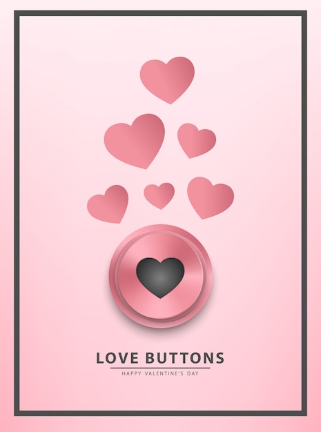 ボタンが大好きです。幸せなバレンタインの日グリーティングカードベクトルデザイン