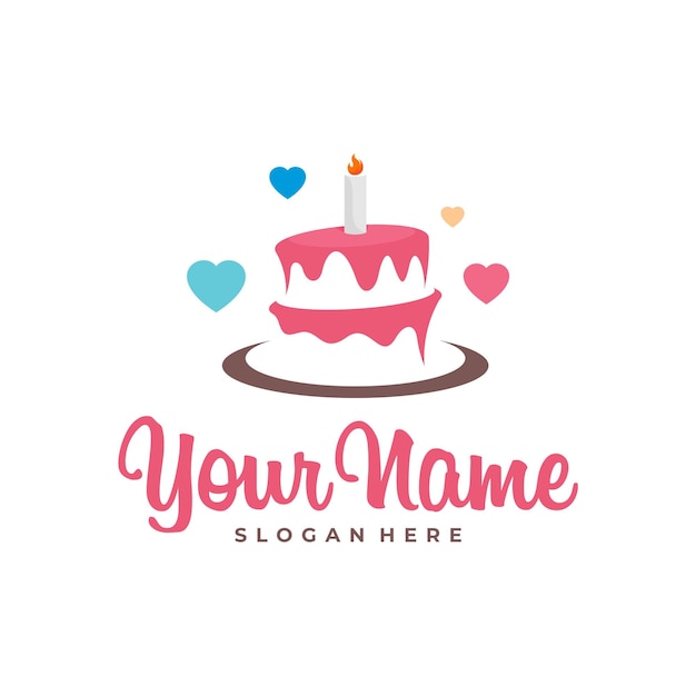 Love Cake logo design vector Icon Symbol Template Illustration