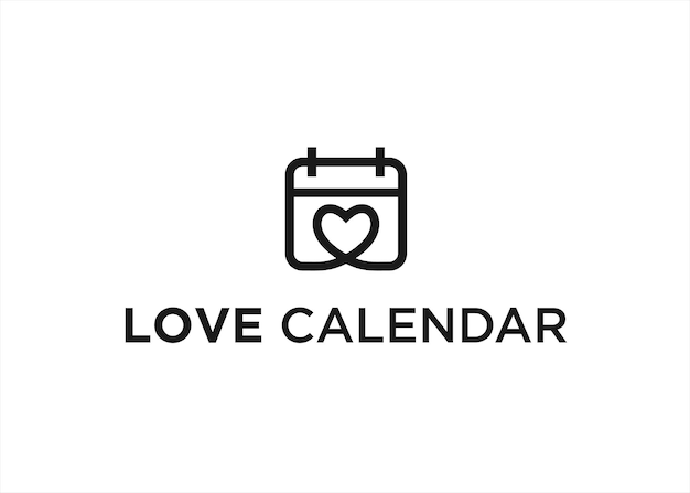 love calendar logo design vector illustration