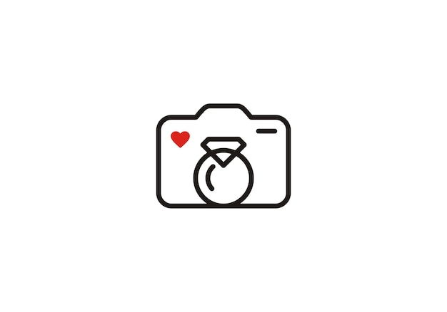 love camera with diamond photography logo icon design