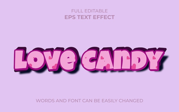 Vector love candy 3d text style effect