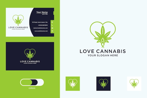 Amo il design del logo della cannabis e il biglietto da visita