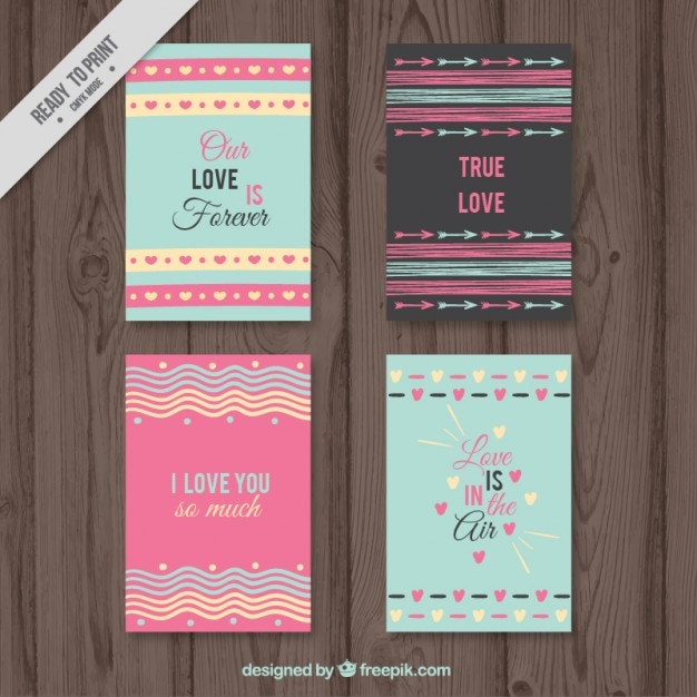 Love card collection with shapes