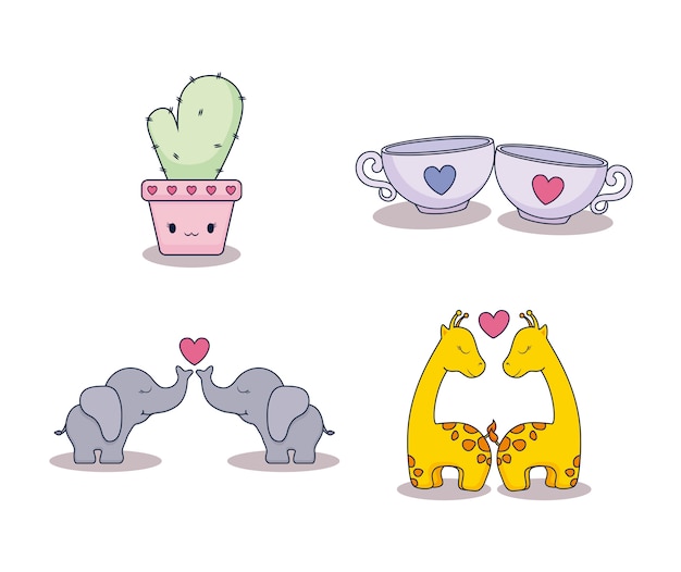 Love card set icons