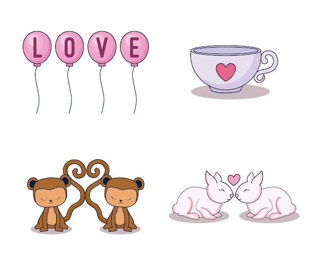 Love card set icons