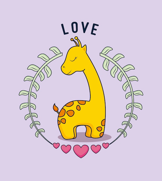 Love card with cute giraffe