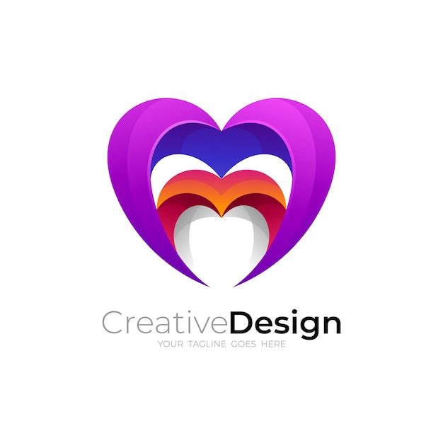 Love care design vector, social logo with heart icon