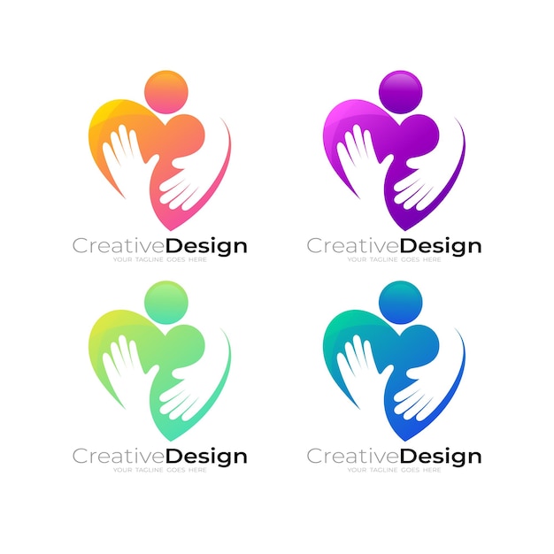 Love care icon and people design community charity logos