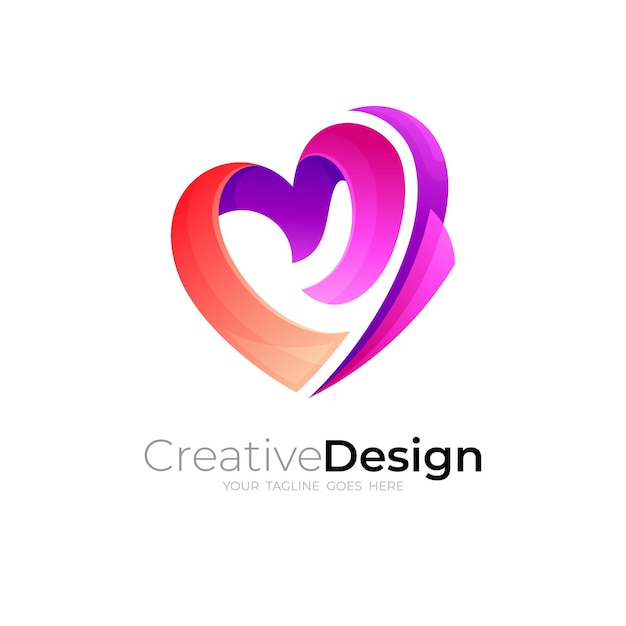 Love care logo with social design community, charity icon