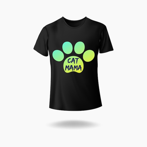 Love Cat Mama with Paw Illustration Vector Tshirt Design eps 10