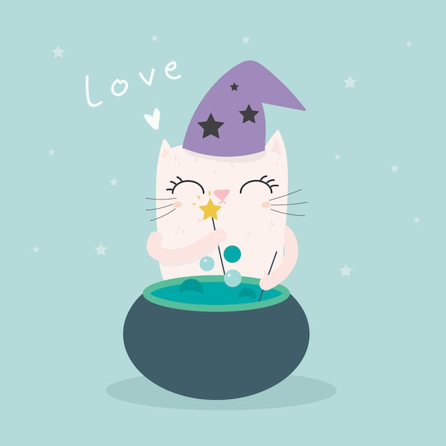 Love cat in witch theme 