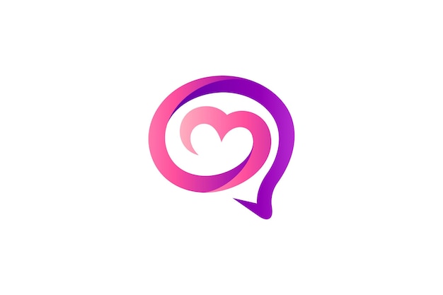 Love chat 3D gradiënt logo-ontwerp