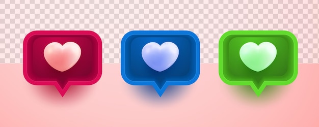 Love chat 3d icon collection set colorfull on transparent background