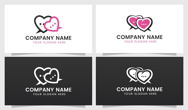 Vector love chat dating logo template