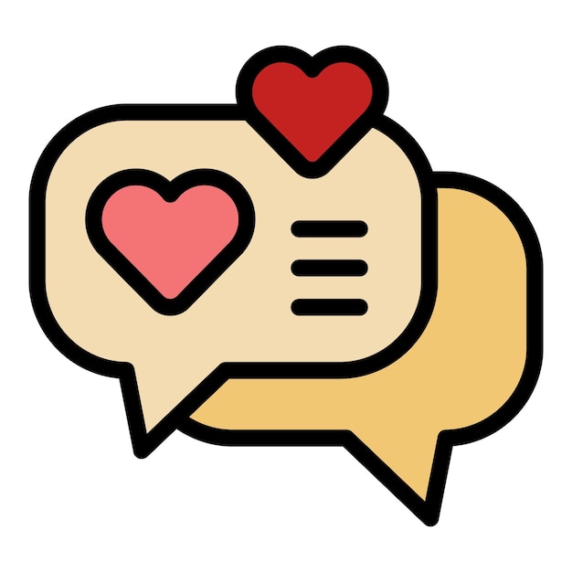 Vector love chat icon outline vector person charity activist social team color flat