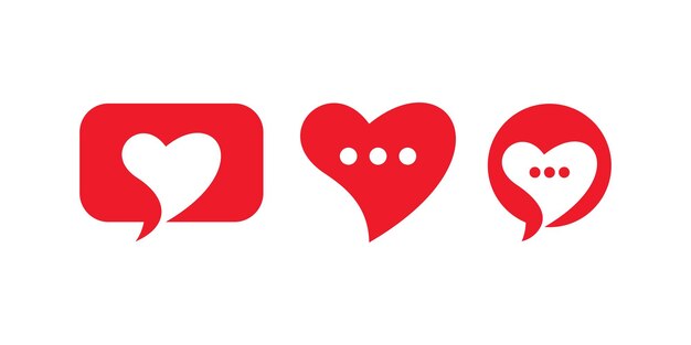 Set di logo chat d'amore semplice logo messaggio di incontri per regalo di confezionamento simbolo romanticismo romantico