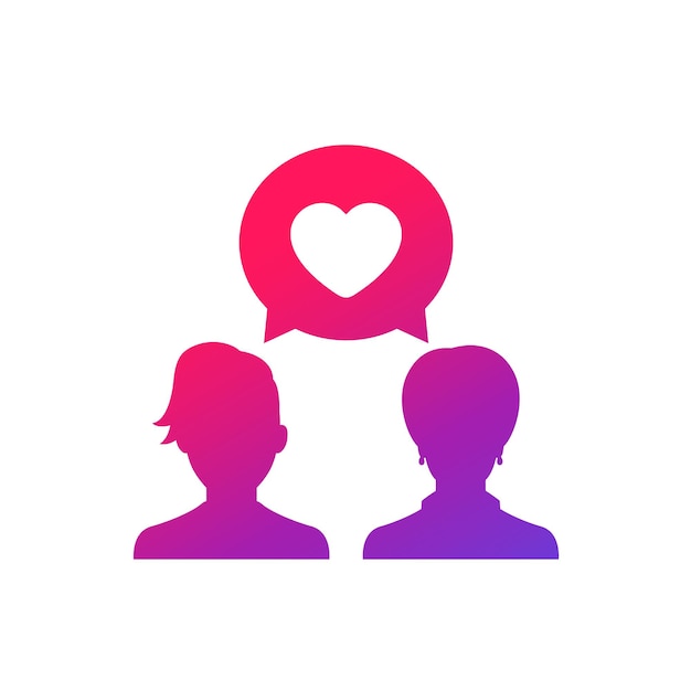 Love chat vector icon with two women
