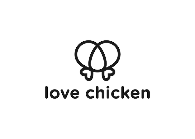 love chicken logo design icon vector silhouette illustration