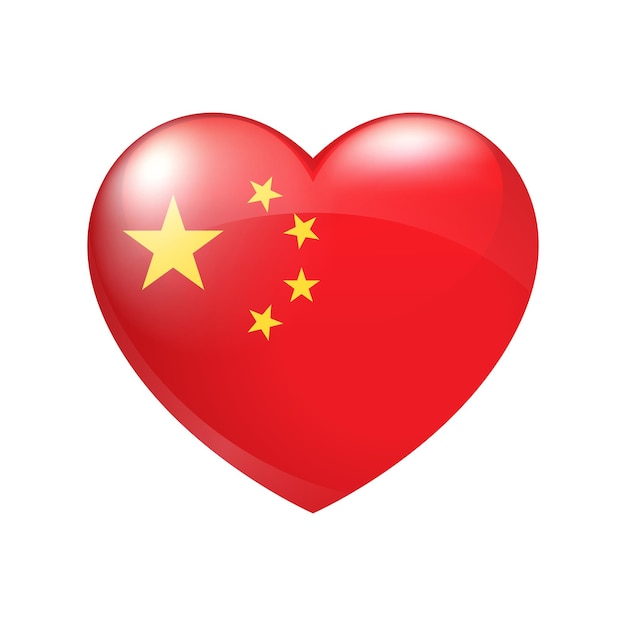 Simbolo di amore della cina. icona della bandiera del cuore. illustrazione vettoriale isolato eps10