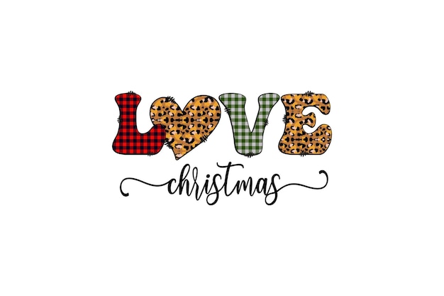 Love Christmas leopard Letting Pattern Design