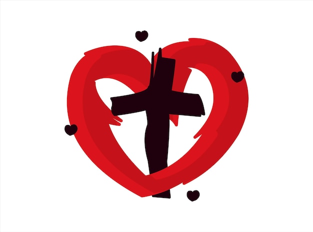 Vettore concetto di design love church cross logo