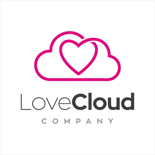 Шаблон дизайна логотипа облака любви, векторная иллюстрация.