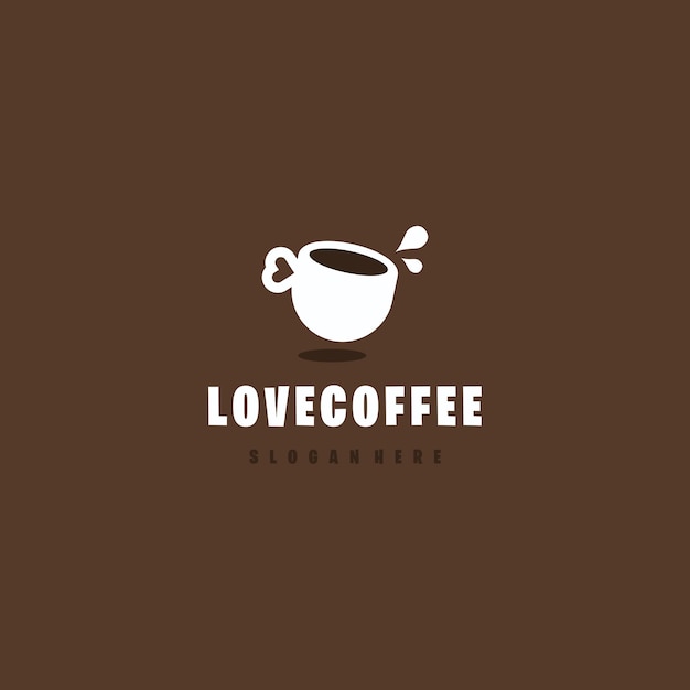 Vector love coffee logo design icon template een kop koffie met een handvat dat een symbool van liefde vormt