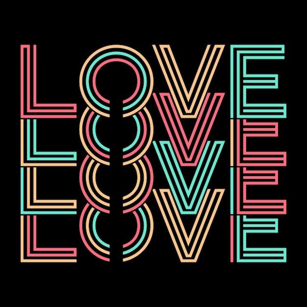 Vector love colorful minimalist elegant calligraphy style typography