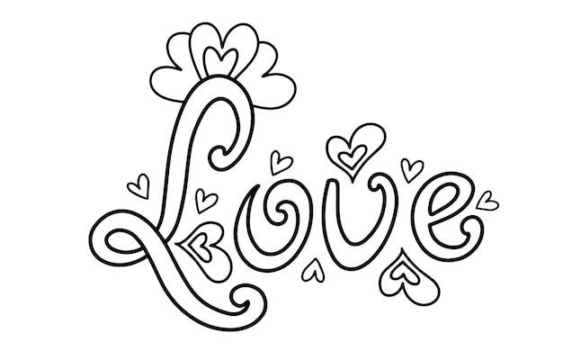 Love coloring book for Adult. Design for wedding invitations