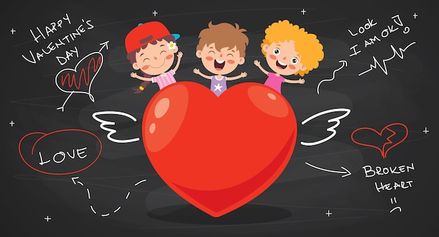 Vector love concept with cartoon character