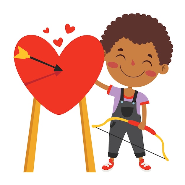 Vector love concept with cartoon character