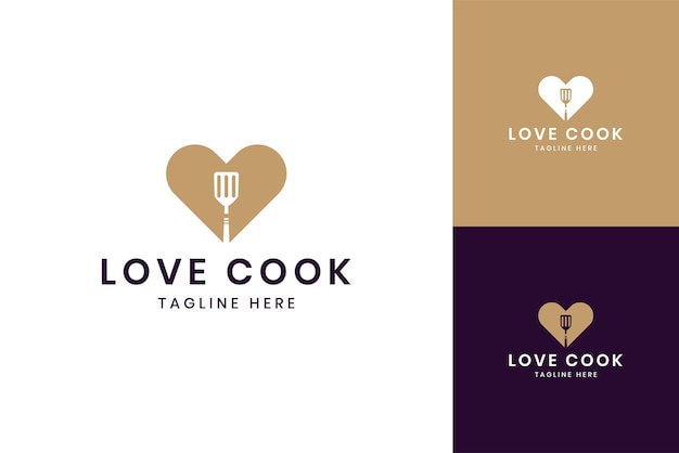 Love cooking negative space logo design