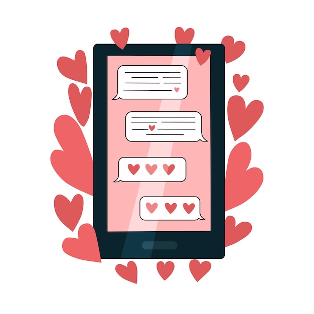 Vector love correspondence online in your phone. valentine's day.