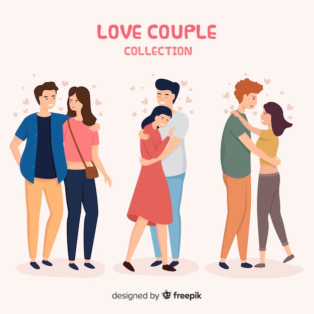 Love couple hugging people collection