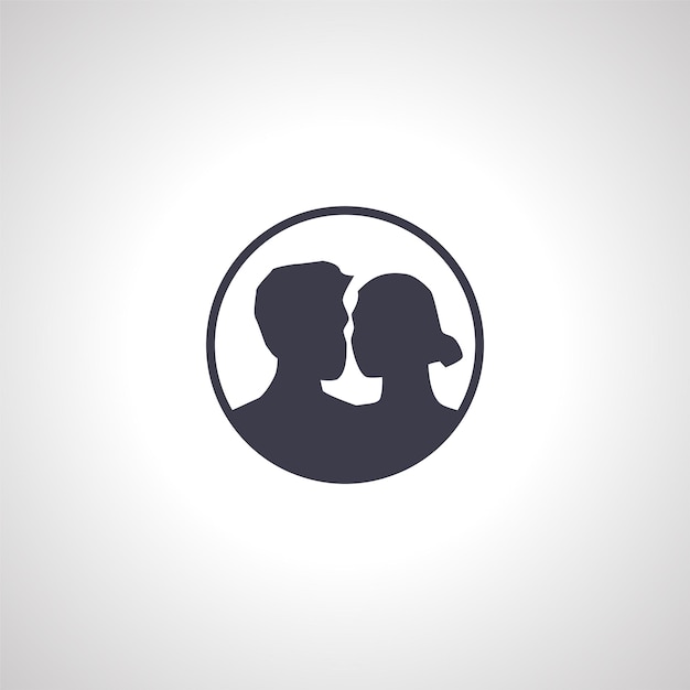 Love Couple Icon head silhouette of love Couple in circle