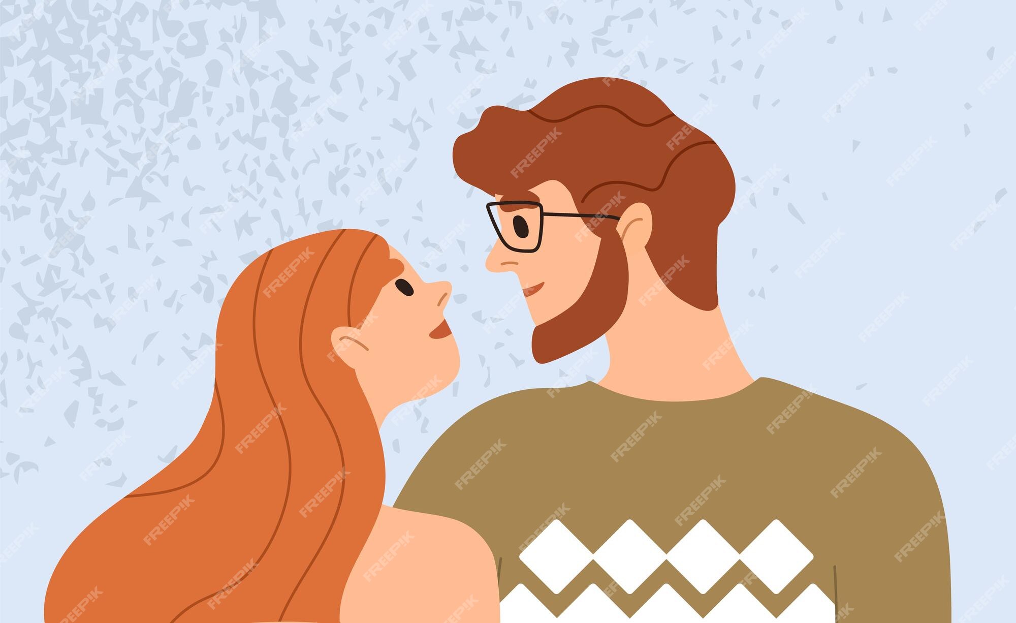 Premium Vector  Love couple looking at each other. romantic