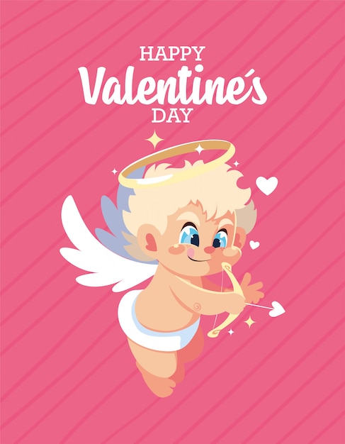 Vector love cupid cartoon card