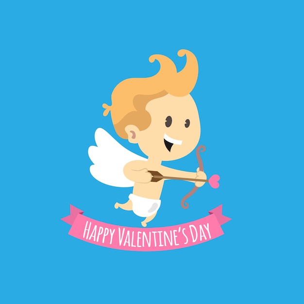 Love cupid holding a heart-shaped arrow on a Valentine's Day