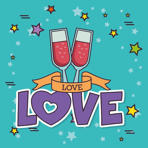 Vector love cute pop art