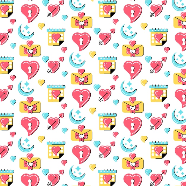 Vector love and dating pattern background