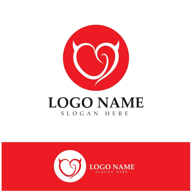 Love devil horn logo and symbol vector template
