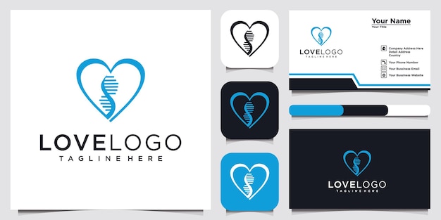 love DNA logo design template and business card