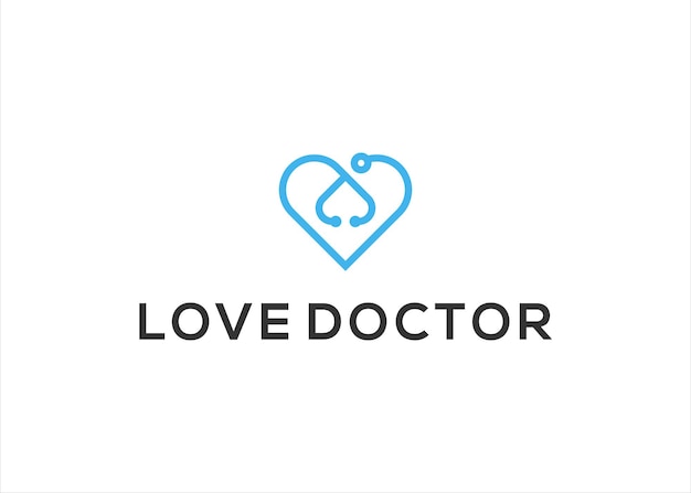 Modello di vettore di progettazione di logo di medico di amore