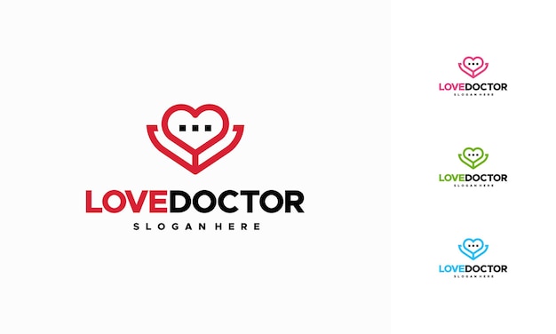사랑 의사 로고 디자인 개념 벡터 의사 앱 로고 아이콘 템플릿