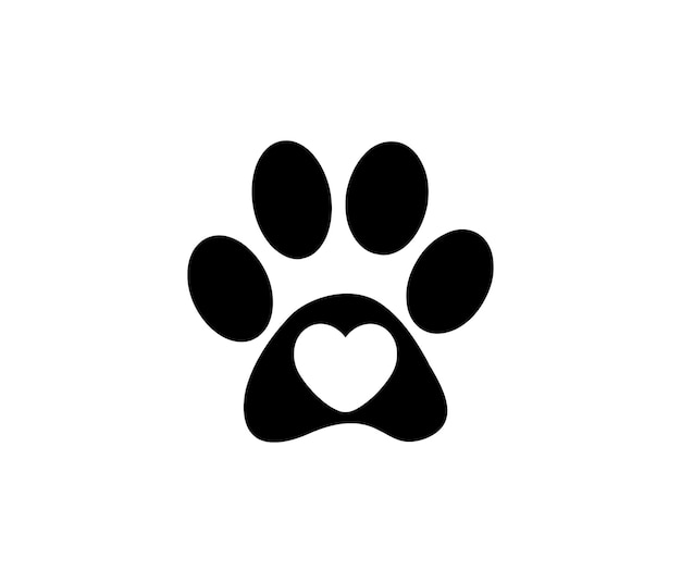 Love dog icon heart inside dog paw vector icon